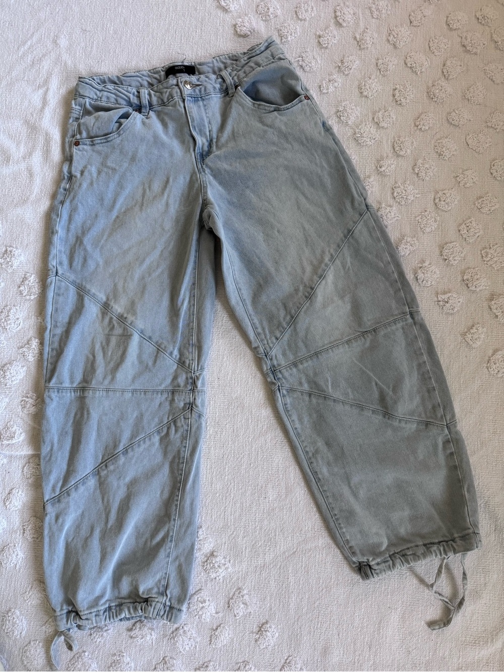 Light Blue Wide-Leg Utility Pants